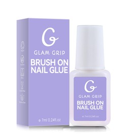 G GLAM GRIP Brush ON Nail Glue, 21ml in 3Pcs, Clear, MU002