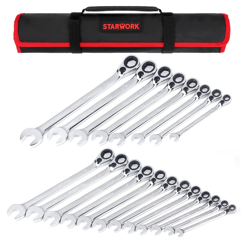 STARWORK TRUE MECHANIC™ 20 Pc. Reversible Ratcheting Combination Wrench Set,