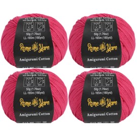 Amigurumi Cotton Yarn | 50% Cotton, 50% Acrylic | #2 Fine Sport 4 Ply | Yarn for Knitting | Yarn for Crocheting | Cotton Wool | Amigurumi Yarn | Amigurumi Wool (4 Pack, 30 Fuchsia)