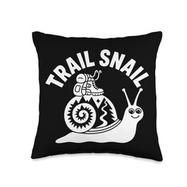 Trail Snail Hiking Humor Slow Hiker Backpacking Throw Pillow