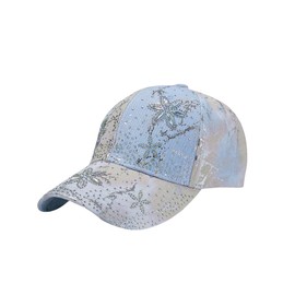 ZGMYC Floral Bling Rhinestone Baseball Cap for Women Girls Trendy Silver Metallic Trucker Hat Outdoor Sun Hat