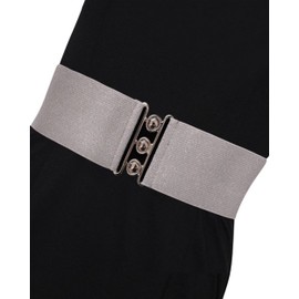 Ro Rox Retro Vintage Belt | Elastic Belt Women's Accessories | 50s Nurse Belt | Stretchy Belt With Silver Buckle & Clasp | Waist Belt For Dress | Wide Belt Design | Elasticated Belt For Women & Ladies