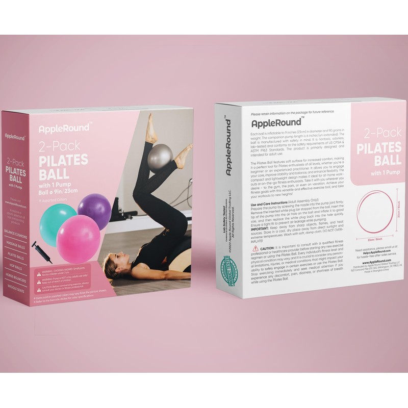 AppleRound 9-inch Pilates Ball - Includes 1 Ball and 1