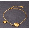 DAINTY Women Titanium Stainless Steel Gold CZ Daisy Flower Anklet