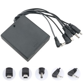 FMHXG Safe Fingerprint Lock Emergency Power Box 5 Heads Integrated Jack Switch 4 AA Batteries Multi-functional Fingerprint Locker Power Box For Electronic Cabinet Locks Toys Lights Lighting