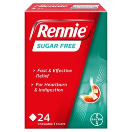 Rennie Sugar Free 24s X 6 Packs - 144 Chewable Tables - Fast & Effective Relief for Heartburn & Indigestion