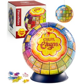 Chupa Chups X PieceRelax 3D Puzzle Ball 6-inch 240 Pieces - Timeless Memories - Chupa Disco Unique Gift & Home Décor with Curved Plastic Puzzle Pieces [A3905]