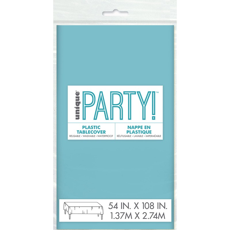 Unique 46864 Plastic Tablecloth-2.74 m x 1.37 m-Teal Colour