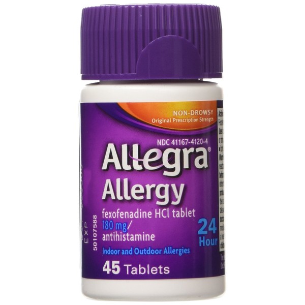 Allegra Allergy 180mg 24 Hr Relief Tablets, 45 Count (Pack of 2)
