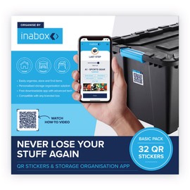 Inabox QR Stickers 32 Pack Labels for Storage Boxes - Easy to Use Sticky Label for Home Organisation, Office Storage and Office Organisation. Labels Stickers, Home Accessories, Organisation Storage