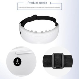 Eye massager with heat and vibration with massage and voice prompt function with bluetooth music eye protector rechargeable eye mask to relieve eye - Color: White