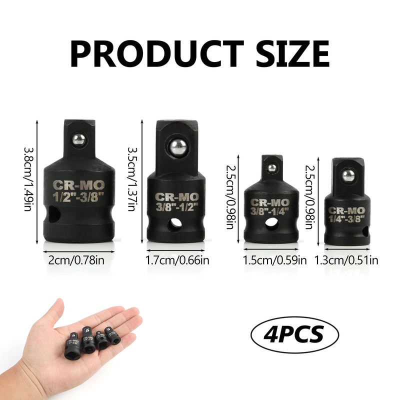 4 Pieces Socket Adapter Ratchet Adapter Socket Adapter 1/4 to