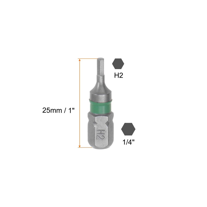 sourcing map 8 x H2 hexagonal screwdriver bit, 2 mm,