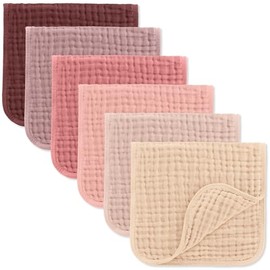 Comfy Cubs Paños para Eructar de Muselina para Bebé 50 x 25 cm, Paquete de 6 – Grandes, 6 Capas Ultra Absorbentes de Algodón 100% para Babeo y Derrames – Suaves y Delicados Multicolor Niña