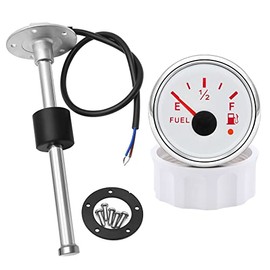 MAIMEIMI MAIMEIMI Fuel Sending Unit and Gauge Kit 240-33ohm 12" Marine Boat Water Fuel Level Sender Set (White)
