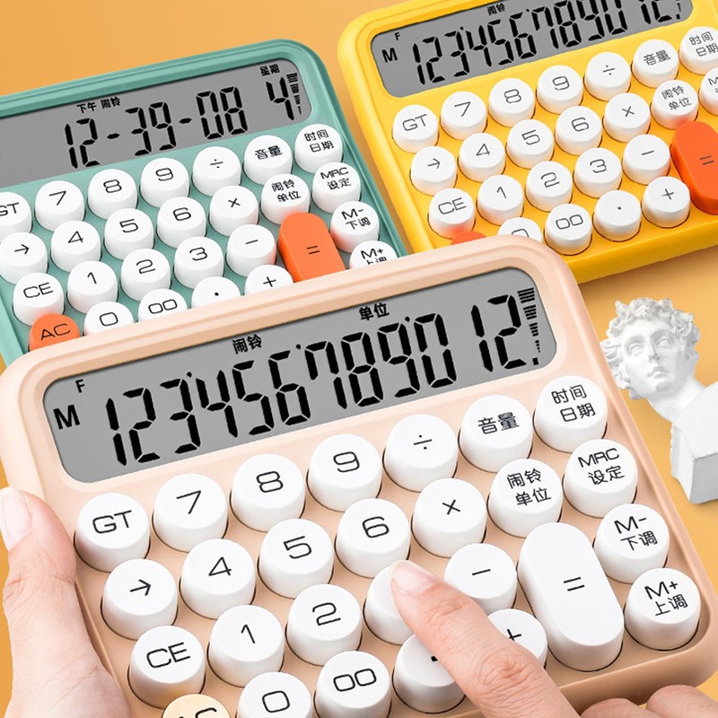 Desktop Calculator Mechanical Switch Calculator Anti-slip 12 Digits Large LCD