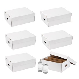DIICCYO 6 Pcs Cardboard Mason Jar Storage Box for 16 oz Regular or Wide Mouth Jars Canning Boxes with Handles and Dividers, 12 Cells Mason Jar Organizer Canning Jar Storage Boxes, White