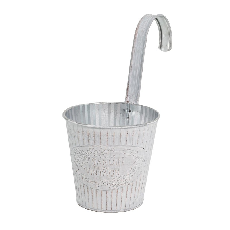 DARO DEKO Metal Hanging Pot, White, Diameter 13 cm, Set