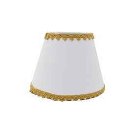 Upgradelights White with Antique Gold Embroidered Trim 8 inch Clip On Lamp Shade
