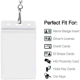 Portatarjetas de Identificación, Utilizado para Identificación de Trabajo, Plástico Transparente, Impermeable, Sellable, Tarjeta de Identificación, Etiqueta de Identificación (20, Vertical)