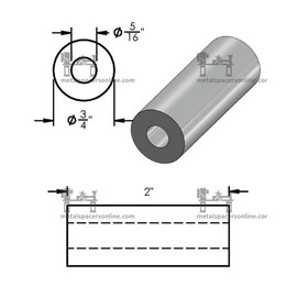 Aluminum Spacer 3/4" OD x 5/16" ID x Choose Your Length, Round Spacer Unthreaded Standoff Bushing Plain Finish, Fits Screws Bolts 5/16" or M8 by Metal Spacers Online (2" Length, 2 Pack)