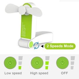 GlobalCrown Handventilator Batteriebetrieben Mini Tragbarer Ventilatoren Leise,Wiederaufladbar klappbare USB Lüfter klein Schreibtischventilator Faltbare Taschenventilator