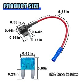 5PCS 12V Car Add-a-Circuit Fuse TAP Adapter, Automotive Fuse Holder with 15 Amp Blade Fuse, Mini ATM APM Blade Fuse Holder for Cars, Trucks, Boats