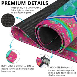 Mahjong Mat with Carrying Bag and 3 Dice, 31.5" X 31.5" Noise Reduction Mahjong Table Cover, Non Slip Gaming Mat for Board Tile Games Poker Card Dominoes, Mahjong Gifts for Women Mahjong Accessories