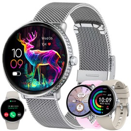 ZPIMY AMOLED 1.19 Inch Diamond Watch with Phone Function 5ATM Pedometer SpO2 Heart Rate Sleep Monitor Sport Watch for Android IOS Silver