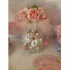 HEAD SHABBY PINK GLASS SANTA HEAD ORNAMENT W PINK ROSES