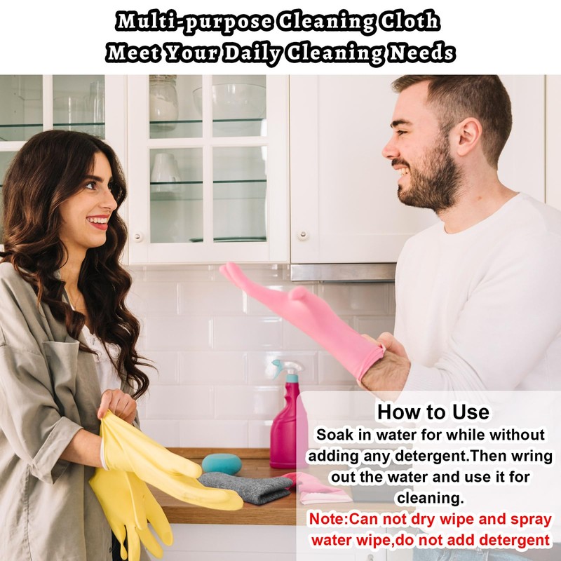 2PCS Magic Cleaning Cloth,Reusable Streak,Free Microfiber Rags for Shower Glass,Kitchen