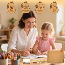 Ecoret-Pro Capybara Stationery Set, Capybara Pencil Case with Pens Sticker Clips Rulers Pencil etc., Cute Capybara Things Gift Set for Children Students School Office 71 Piece