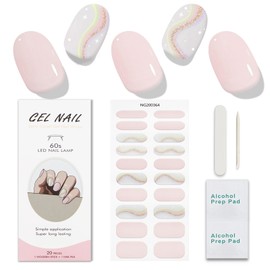 JMEOWIO Nagelfolie Rosa French Tip Gel Nagelfolien Selbstklebend Nail Sticker Uv Härtend Dekoration Nageldesign Zubehör