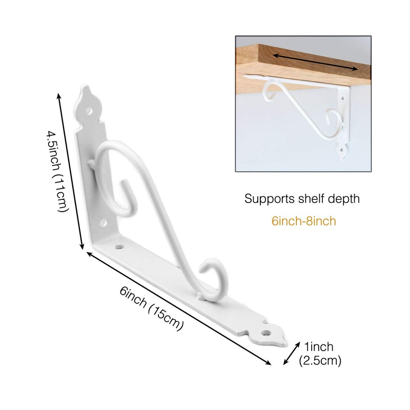 Ouvin Decorative Wall Shelf Brackets 4 Pack 6inch Heavy Duty