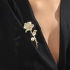 TseenYi Crystal Flower Brooch Pin Gold Pearl Flowers Brooch Metal