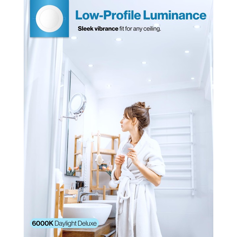 Sunco 24 Pack Recessed Lighting 6 Inch LED, Canless Ceiling