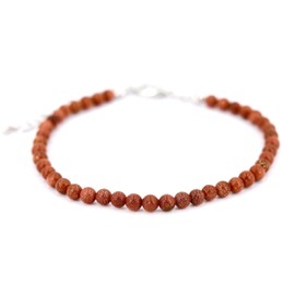 Taddart Minerals Goldstone Anklet with 4mm Balls and Extender - Handmade Gemstone Anklet for Women - Natural Jewellery - Boho Style - Summer Accessory - Anklet, Brass