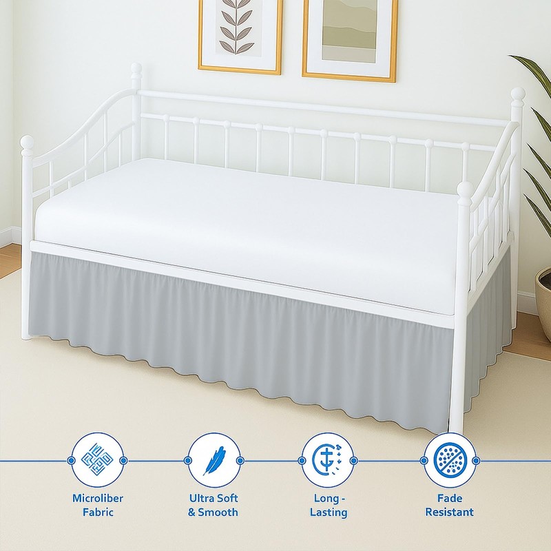 Ruffled Daybed Twin Size, 16 Inch Drop Ruffled Bed Skirt