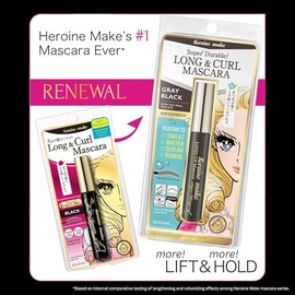 Heroine Make by KissMe Waterproof Mascara New Gray Black| Volumizing, Lengthening & Smudge-Proof Formula | Waterproof Mascara for Long-Lasting Curl & 