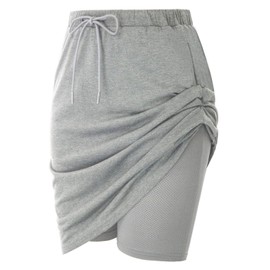 JACK SMITH Women's Stretchy Knee Length Skirt Athletic Skort Drawstring Waist with Pockets