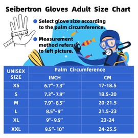 Seibertron C.R.D.G 1.0 Gloves Palm Tree Level 5 Cut Resistant Non-Slip 3 mm Neoprene Flexible Thermal Men Women Warm Diving Suit Diving Spearfishing Surfing Paddle Kayak Swimming M