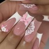 Jremg White French Tip Press on Nails Long Square Fake