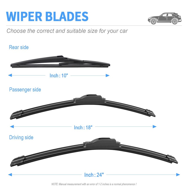 Gavimnal® 24"+18"+10" Silicone Wiper Blades Replacement For Jeep Compass 2018-2025,All-Season