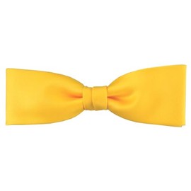 TigerTie Pre-Tied Slim Bow Tie Plain + Gift Box, Yellow Sun Yellow