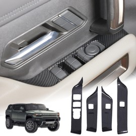 Car Window Glass Lift Button Panel Trim Cover Compatible with Hummer EV 2024 2025 Armrest Window Control Switch Frame Sticker Interior Accessories (Carbon Fiber Pattern)