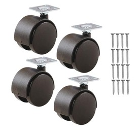 Keypak Hooded Swivel Castor Wheels -Twin Wheel- 40mm Diameter-Black Plastic-4Pk-Rolls on Carpet & Hard Floors - 18kg Max Load