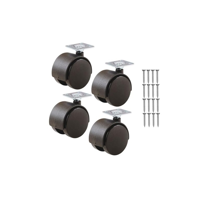 Keypak Hooded Swivel Castor Wheels -Twin Wheel- 40mm Diameter-Black Plastic-4Pk-Rolls