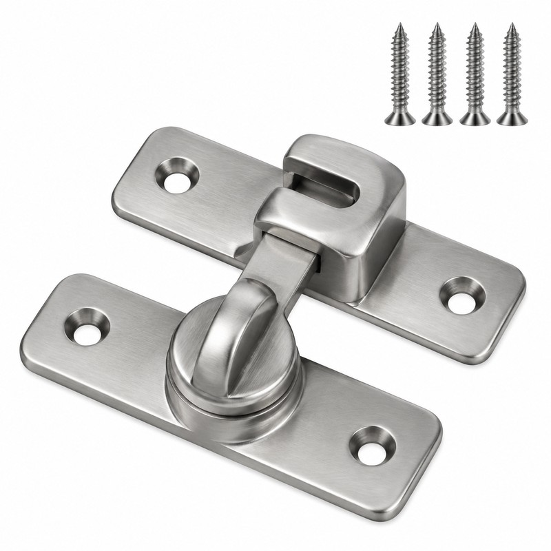 4-Piece Door Latch Set with Screws – 90-Degree Sliding Hook