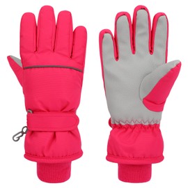 QKURT Kids Ski Gloves, Waterproof Winter Snow Gloves Windproof Anti-Slip Snowboard Gloves Children's Gloves Mittens for Boys and Girls 4-15 Years Old for Outdoor Sports