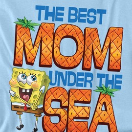 Spongebob Squarepants Mother's Day Best Mom Under The Sea Unisex Adult T Shirt, Light Blue, Large